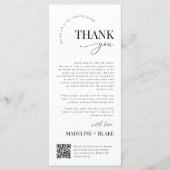 Menu Note de remerciement de mariage MADDIE avec code Q (Devant)