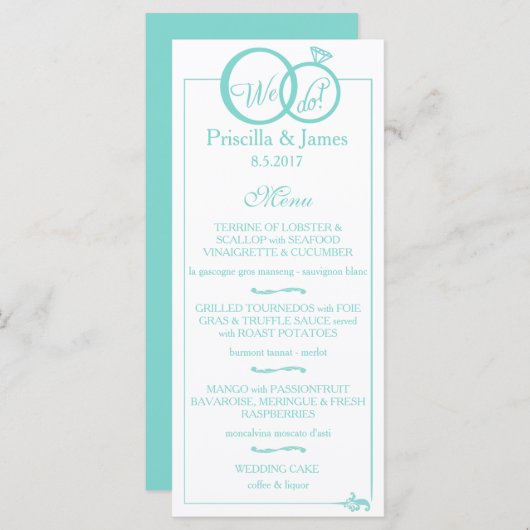 Menu Nous faisons Mariage (Devant / Derrière)