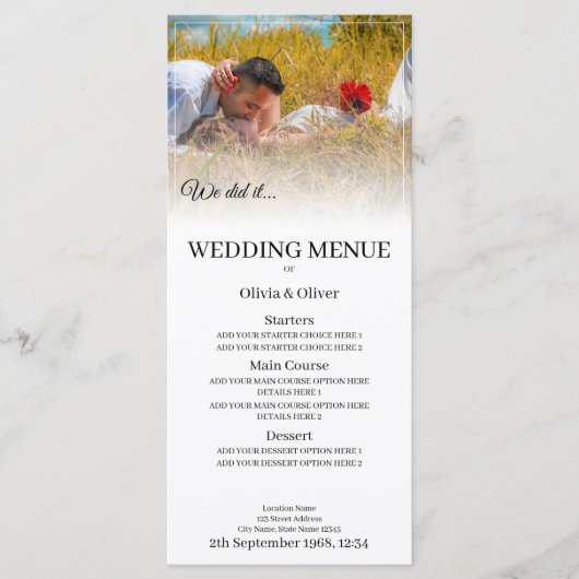 Menu Nous le faisons - Couple s'embrassant dans une pra (Devant)