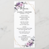 Menu Nuances de pourpre Dusty Blooms Mariage géométriqu (Devant)
