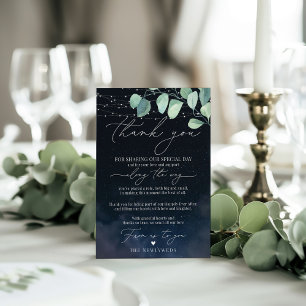 Menu Nuit Ciel Eucalyptus Minimale Napkin Remerciements