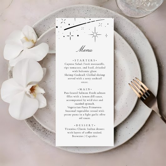 Menu Nuit étoilée Dîner de mariage céleste moderne