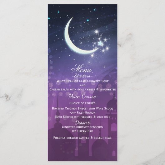 Menu Nuits Arabes Marocain Clair de Lune Violet (Devant)