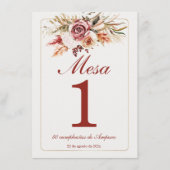 Menu Numéro de tableau Boho Espagnol (Devant)