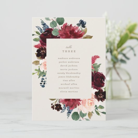 Menu Numéro de tableau d'élégance d'automne avec siège (Debout devant)