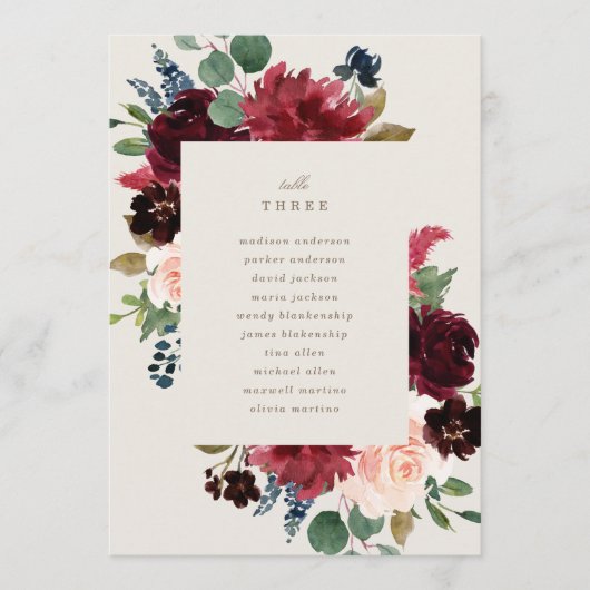 Menu Numéro de tableau d'élégance d'automne avec siège (Devant)