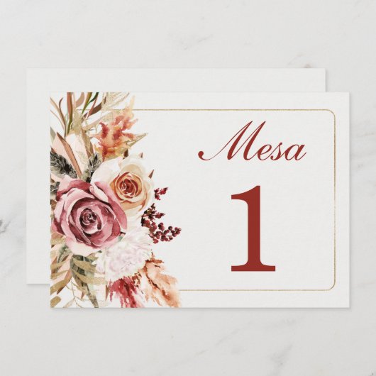 Menu Numeros de Mesa para Bodas (Devant / Derrière)