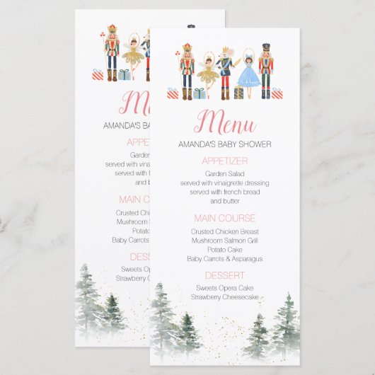 Menu Nutcracker thé de Fête des mariées de Noël (Devant / Derrière)
