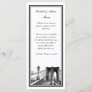 Menu NYC Skyline Brooklyn Bridge #2 Etched Cadre