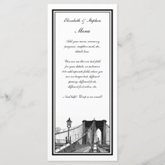 Menu NYC Skyline Brooklyn Bridge #2 Etched Cadre