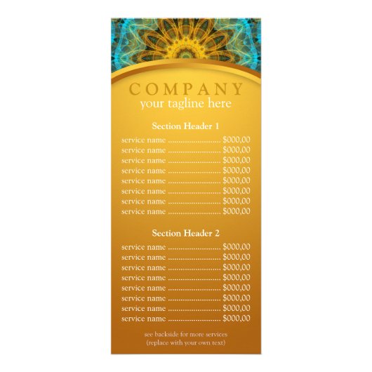 Menu Ocean Star mandala-prijslijst (Voorkant)