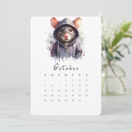 Menu Octobre Calendrier autonome Souris Souris Splash A (Debout devant)