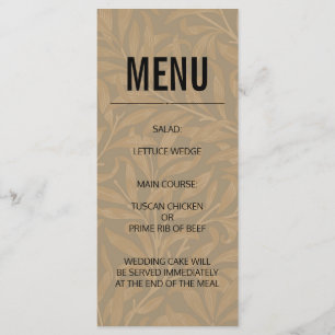 Menu Œuvre d'art de mariage victorien vintage 1844