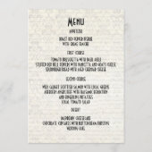 Menu officiel damassé noir et vert mariage (Dos)