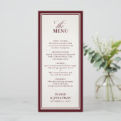 Menu Old Money Modern Formal Burgundy Luxury Wedding (Debout devant)