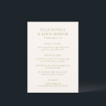 Menu Olga Ivory et Gold Mariage moderne<br><div class="desc">Menus mariages modernes avec un design épuré et simple avec des polices audacieuses.</div>