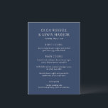 Menu Olga Navy et Cream Mariage moderne<br><div class="desc">Menus mariages modernes avec un design épuré et simple avec des polices audacieuses.</div>