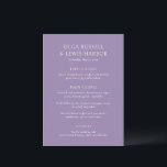 Menu Olga Purple Mariage moderne<br><div class="desc">Menus mariages modernes avec un design épuré et simple avec des polices audacieuses.</div>