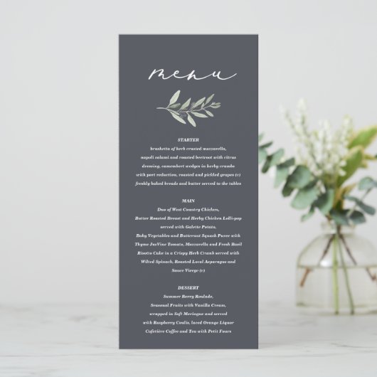 Menu Olive branch watercolor painted wedding (Debout devant)