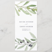 Menu Olive branch watercolor painted wedding (Dos)