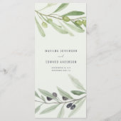 Menu Olive branch watercolor painted wedding (Dos)