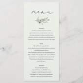 Menu Olive branch watercolor painted wedding (Devant)