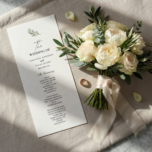 Menu Olive Branch Wedding Program | Minimal 