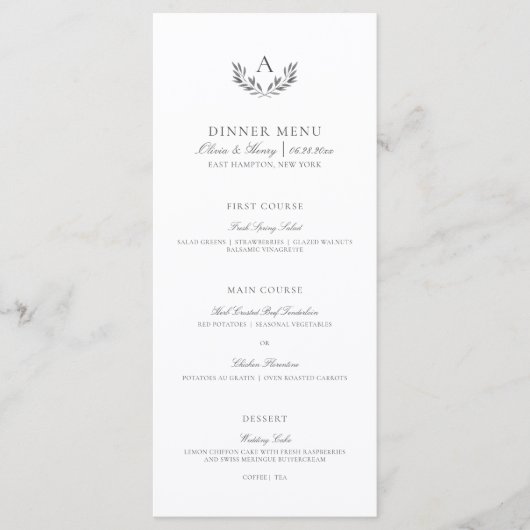 Menu Olivia Elegant Simple Grey Mariage blanc (Devant)