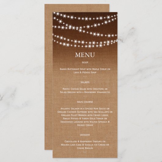 Menu Ombre Burlap Twinkle Lights (Devant / Derrière)