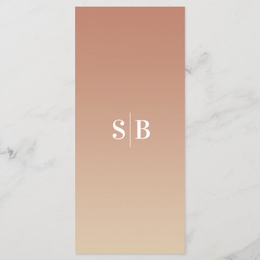 Menu Ombre jaune minimum or & Terra Cotta Mariage (Dos)