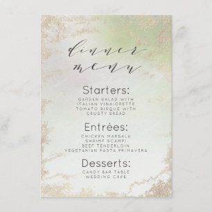 Menu Ombre Spring Green Gold Foil Frosted Chic Dîner