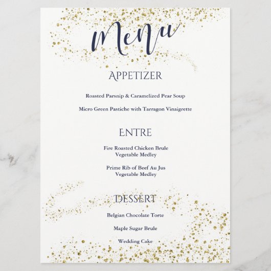 Menu Ontvangst van marineweddenschappen en gouden  (Achterkant)