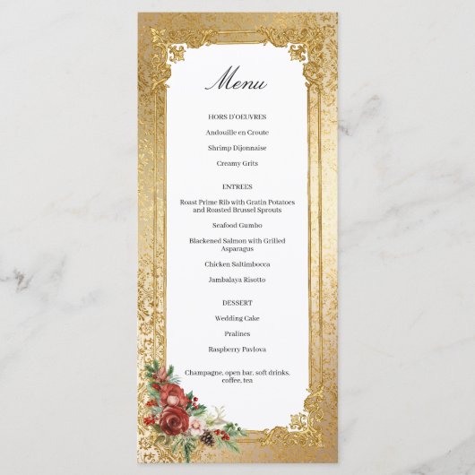Menu Opulence dorée Noël Mariage floral (Devant)