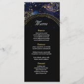 Menu Or bleu astronomie céleste étoiles mariage (Devant)