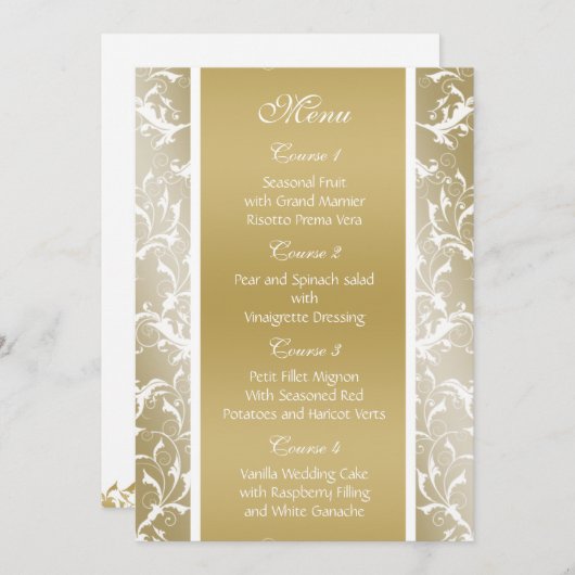 Menu or champagne Mariage baroque (Devant / Derrière)