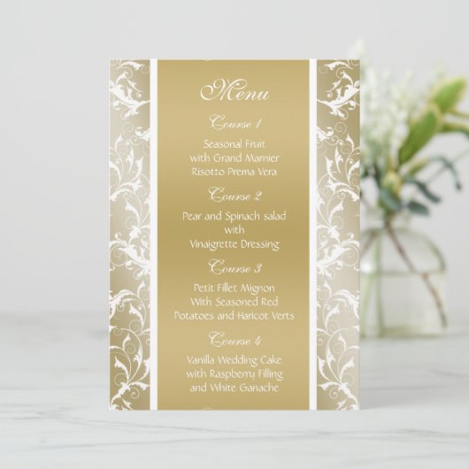 Menu or champagne Mariage baroque (Debout devant)