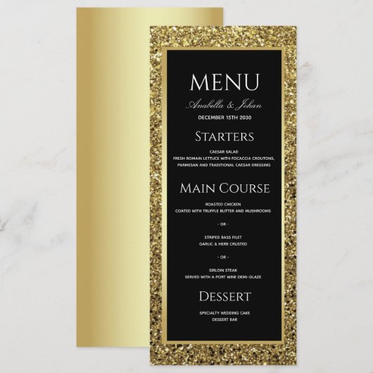 Menu Or de luxe et Mariage noir (Devant / Derrière)