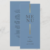 Menu Or et bleu noir. Dîner mariage simple et moderne (Devant / Derrière)