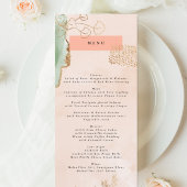 Menu Or Eucalyptus Moderne Abstrait Emeraude Vert