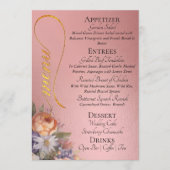 Menu Or rose - Monogramme, Fleurs sauvages & Merci  (Devant)