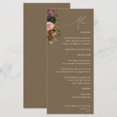 Menu Or Rustique Doré, Fleurs Violettes et Roses 4 Taup (Devant / Derrière)