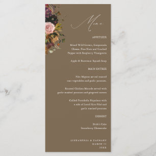 Menu Or Rustique Doré, Fleurs Violettes et Roses 4 Taup