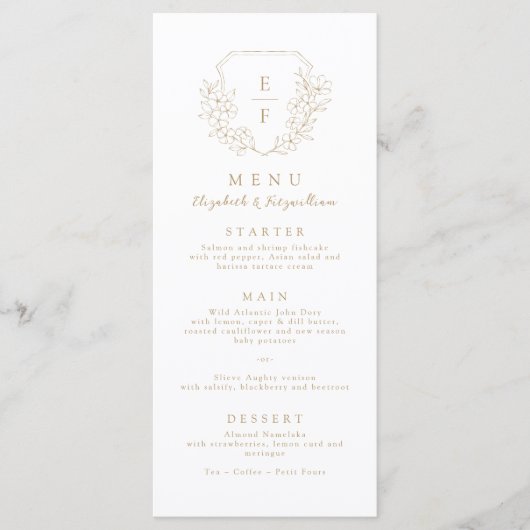 Menu Or Simple Minimal Cerise Blossom Monogram Crest (Devant)