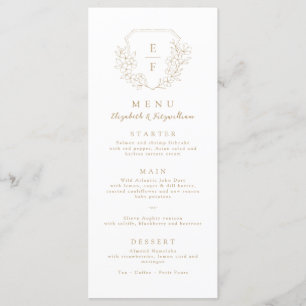 Menu Or Simple Minimal Cerise Blossom Monogram Crest