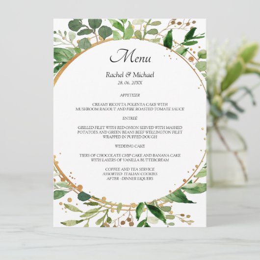 Menu Or vert (Debout devant)