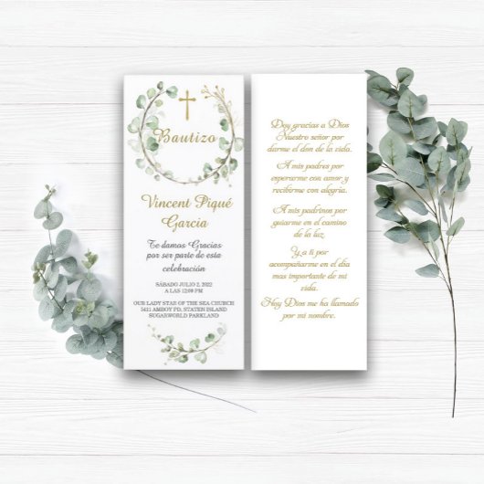 Menu Oraciones Cortas Bautizo Tarjeta