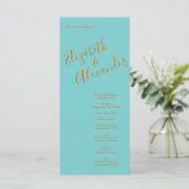 Menu Orange & Aqua Mariage Floral moderne (Debout devant)