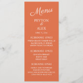 Menu Orange Blanc Mariage Réception Répétition Dîner (Devant)