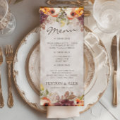 Menu Orange Bourgogne Floral Automne Mariage automne