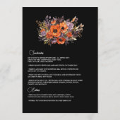 Menu Orange brûlé, violet foncé et Mariage floral noir (Dos)